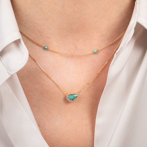 Australian Opal Doublet and Gold Necklace