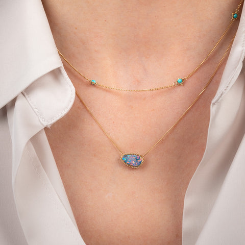 Australian Opal Doublet and Gold Necklace