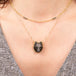 Carved Obsidian Wolf and Gold Necklace
