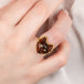 Carved Mahogany Obsidian Cat Ring