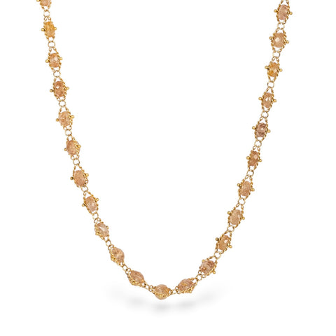 Woven Brown Zircon Necklace in 18k Gold