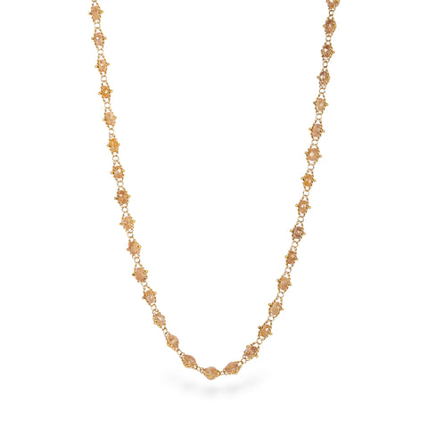 Woven Brown Zircon Necklace in 18k Gold