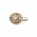 Handmade ring with a mexican opal stone, gold setting and sterling silver band