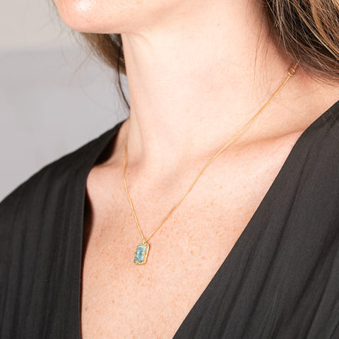 Petite Rectangular Aquamarine Necklace