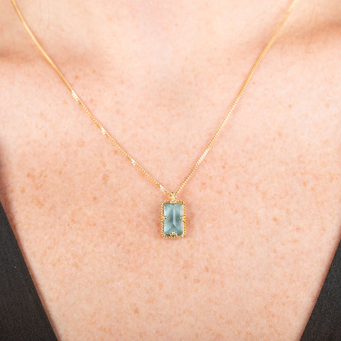 Petite Rectangular Aquamarine Necklace