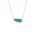 Handmade 18k gold necklace with an opal doublet pendant on a white background