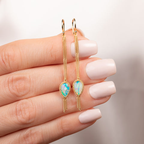 Black Opal Drop Earrings