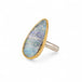 Handmade fine jewelry boulder opal ring with an 18k gold bezel and sterling silver band