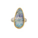 Handmade fine jewelry boulder opal ring with an 18k gold bezel and sterling silver band