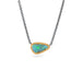 Boulder opal necklace with an 18k gold bezel and oxidized silver chain.