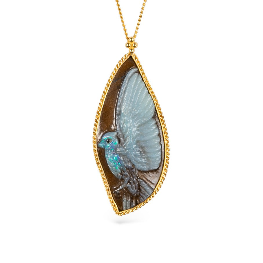 Carved Blue Phoenix Necklace – Amáli Jewelry