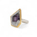 Handmade fine jewelry amethyst gemstone ring set in 18k gold with a sterling silver band