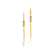 Gold tassel earrings featuring rows of four champagne diamonds, against a white background.