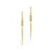 Gold earrings with gold tassels dangling between rows of four silver diamonds, against a white background.