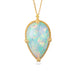 Ethiopian opal pendant necklace with gold bezel on a white background