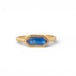 Gold ring with a moonstone on a white background