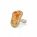Handcrafted one-of-a-kind ring with a mexican opal gemstone, 18k gold bezel and sterling silver band