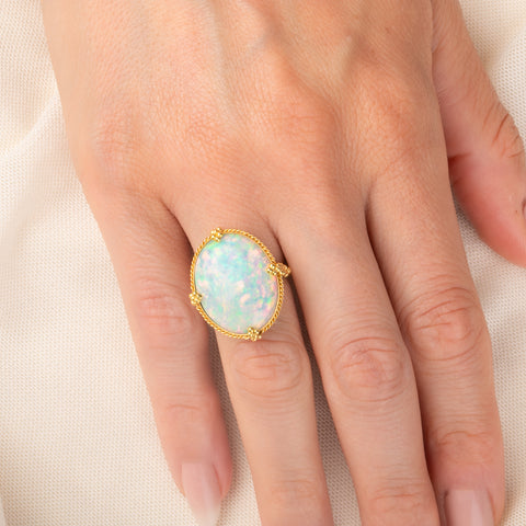 Large Oval Ethiopian Opal Ring