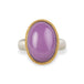 A gold and silver ring with a purple phosphosiderite stone, shown against a white background.