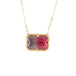 Necklace with a watermelon tourmaline gemstone pendant on a white background