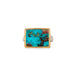 Turquoise ring with gold bezel and silver band on white background