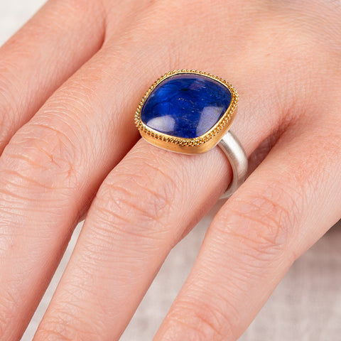 Tanzanite Ring in Sterling Silver and 18k Gold