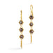 Gold earrings featuring trios of brown diamonds, shown against a white background.