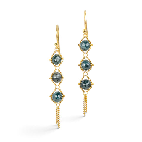 Textile Trio Earrings in Blue Diamond