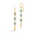 Gold earrings featuring trios of kyanite beads, shown against a white background.