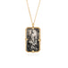 Handmade 18k yellow gold necklace with a tourmalated quartz pendant on a white background