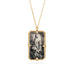 Handmade 18k yellow gold necklace with a tourmalated quartz pendant on a white background