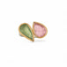 Tourmaline ring featuring green and pink tourmaline and silver band