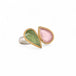 Tourmaline ring featuring green and pink tourmaline and silver band