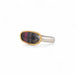 Watermelon tourmaline ring with gold bezel and silver band