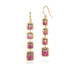 Handmade 18k gold earrings with watermelon tourmaline gemstones on a white background.
