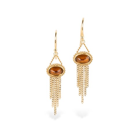 Citrine Gold Tassel Earrings