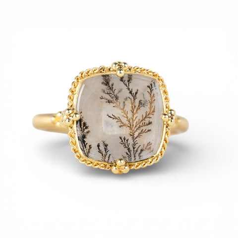Autumn Fern Dendritic Quartz Ring