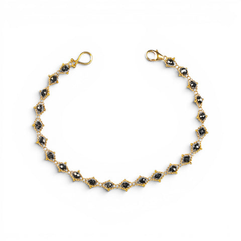 Black Diamond Textile Bracelet in 18k Gold