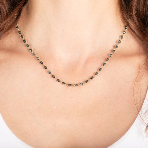 Woven Blue Diamond Necklace in 18k Gold