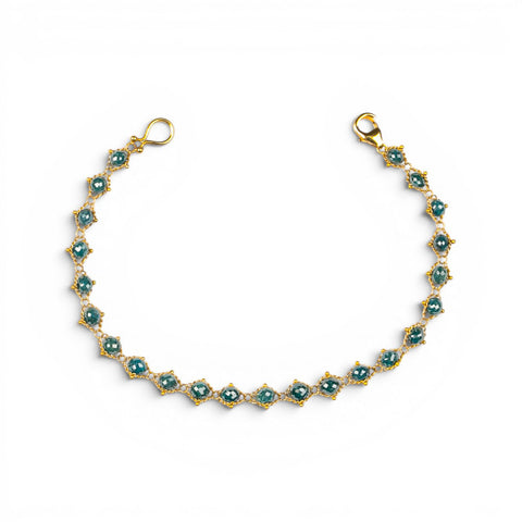 Blue Diamond Textile Bracelet in 18k Gold