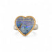 Boulder opal heart ring in an 18k gold bezel with sterling silver band