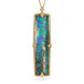 Boulder opal necklace with a handcrafted gold setting on a white background