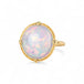 Gold ring with an opal stone on a white background