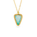 Ethiopian Opal pendant necklace with gold chain on a white background