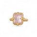 Gold ring with a morganite stone on a white background