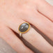 Grey Moonstone Ring in Sterling Silver and 18k Gold