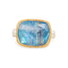 Gold and silver ring with a moonstone on a white background
