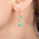 Gold earrings with ethiopian opal gemstones worn by a person