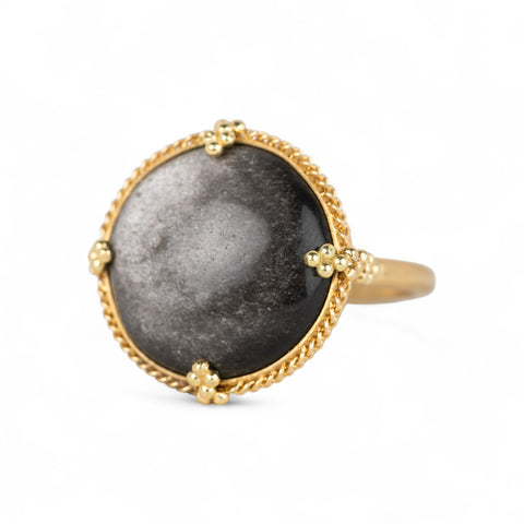 Circular Obsidian Ring