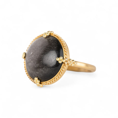Circular Obsidian Ring